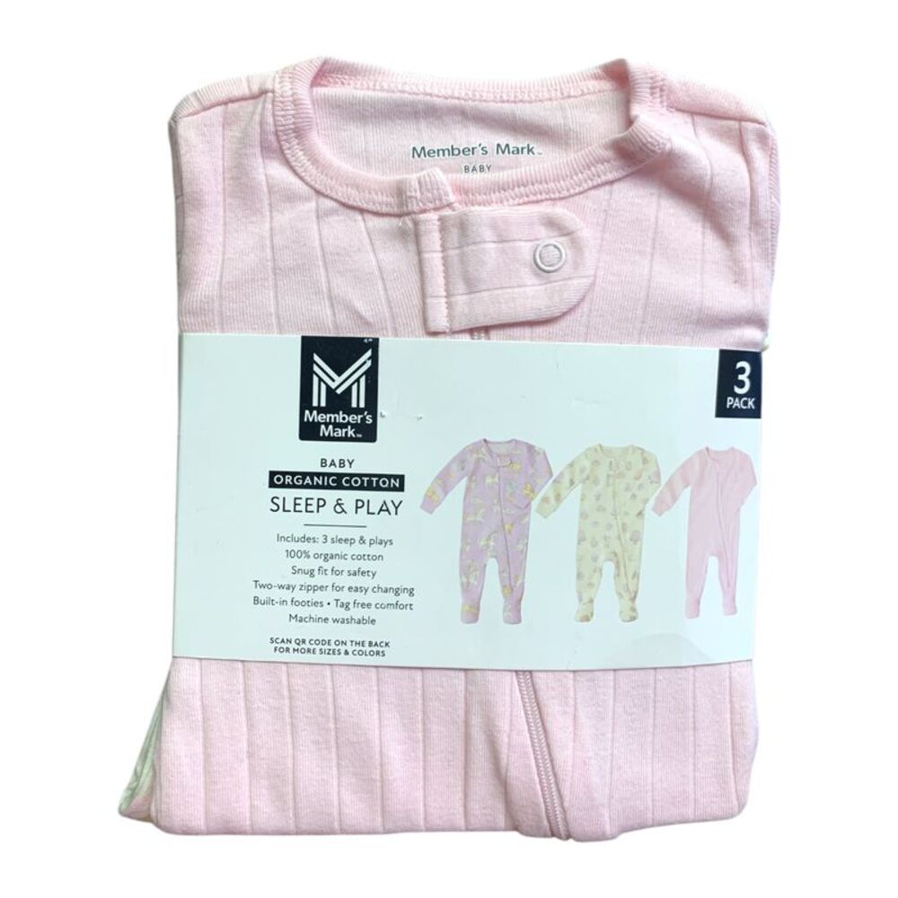 Purple Cupcake - Member's Mark Organic Cotton Sleep and Play 3 Pack, Snug Fit wi